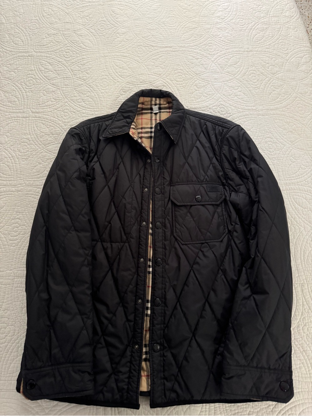 Burberry Black Quilted Jacket with Signature Check Lining